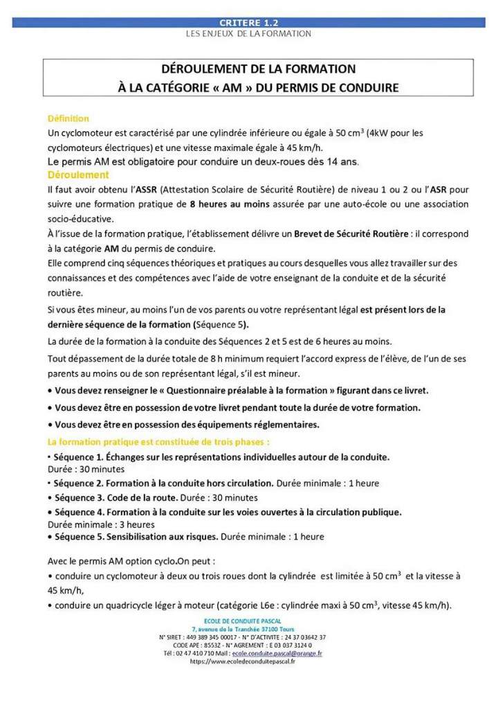 Déroulement de la formation Tours