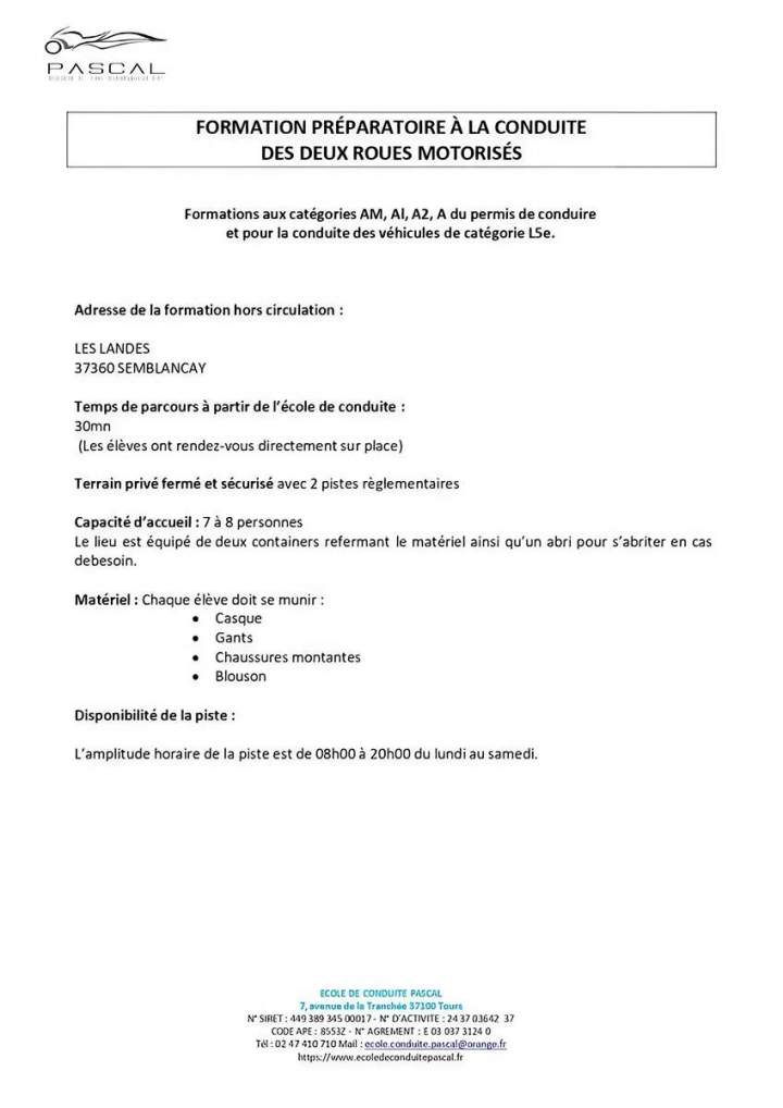 Formation préparatoire à la conduite Tours