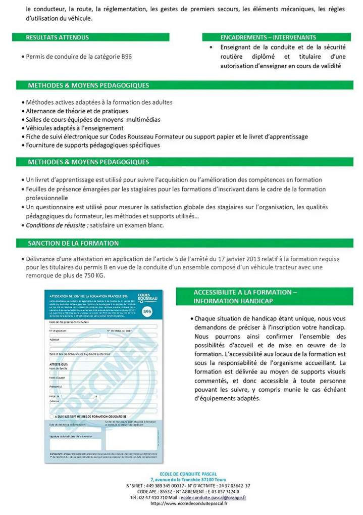 Détails de formation B96 Tours