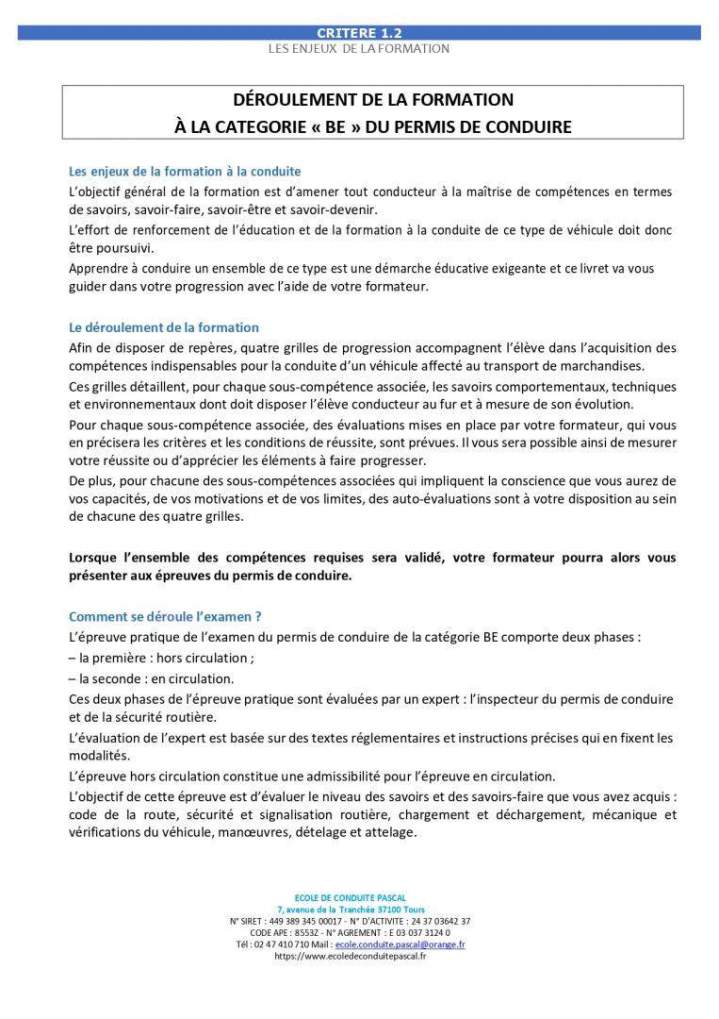 Déroulement de la formation Tours