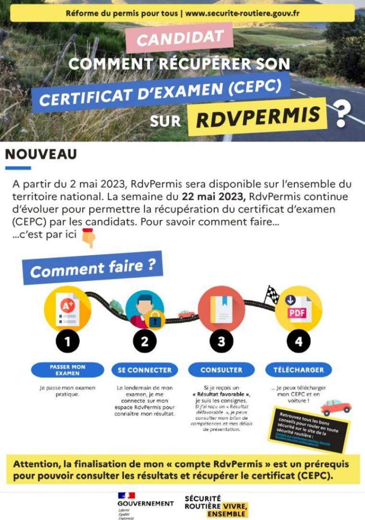 Comment récupérer son Certificat d'examen Tours